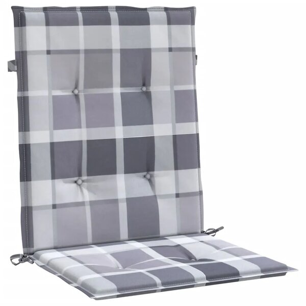Jastuci za vrtne stolice 6 kom sivi karirani 100x50x3cm tkanine - Sivi karirani uzorak 100 x 50 x 3 cm 6 Sivi karirani uzorak
