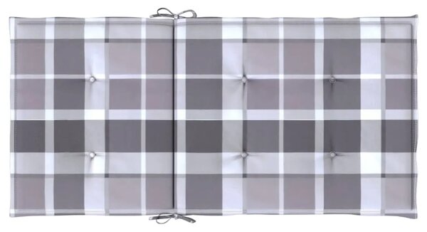 Jastuci za vrtne stolice 6 kom sivi karirani 100x50x3cm tkanine - Sivi karirani uzorak 100 x 50 x 3 cm 6 Sivi karirani uzorak