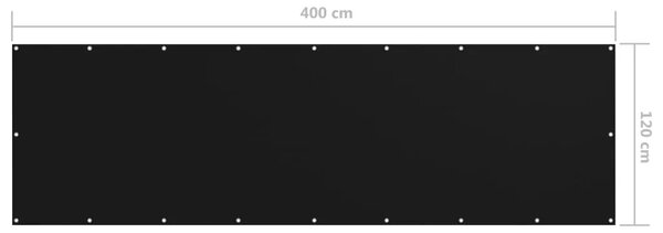 Balkonski zastor crni 120 x 400 cm od tkanine Oxford - Crna 120 x 400 cm 1 Crna