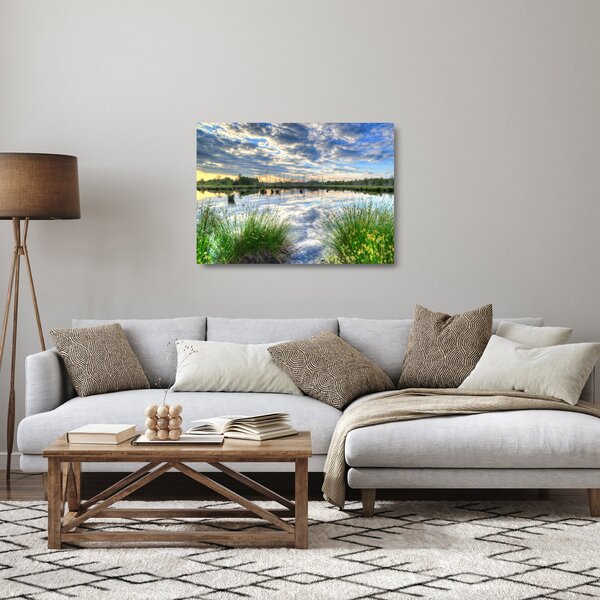 Staklena slika jezera s trskom (70x50 cm)