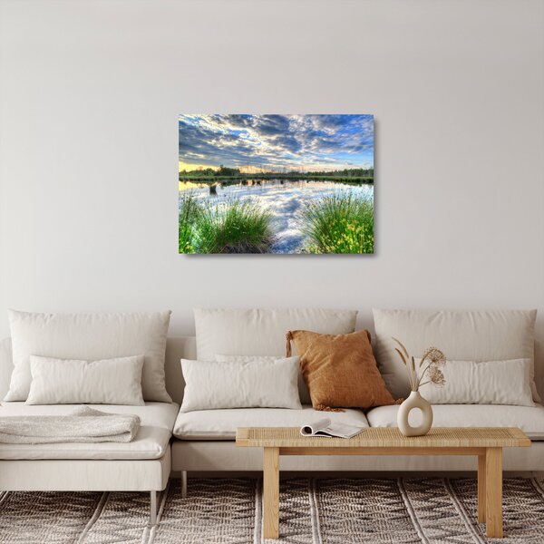 Staklena slika jezera s trskom (70x50 cm)