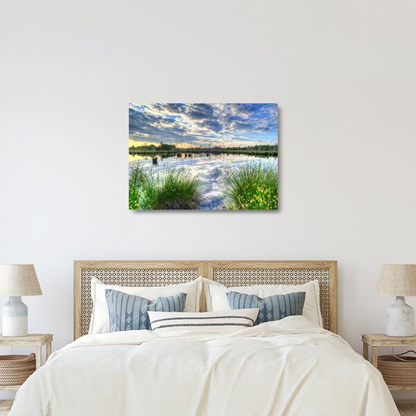 Staklena slika jezera s trskom (70x50 cm)