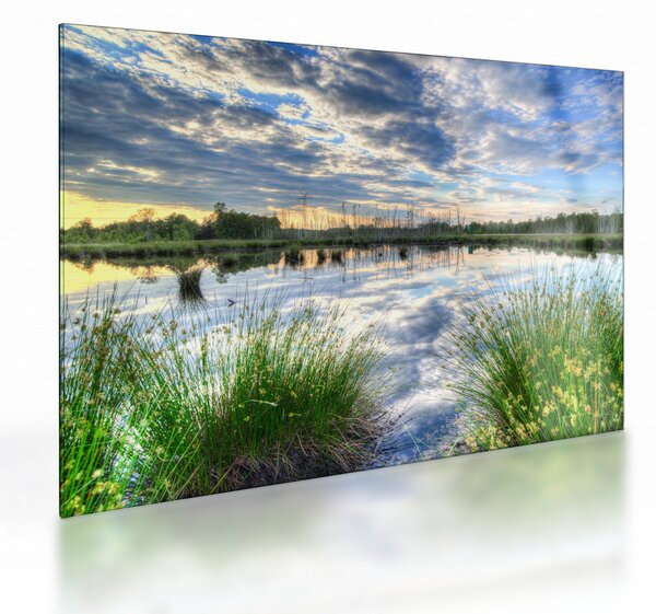 Staklena slika jezera s trskom (70x50 cm)