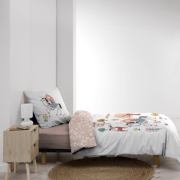Bijela/ružičasta pamučna dječja posteljina za krevet za jednu osobu 140x200 cm Lilibelle – douceur d'intérieur