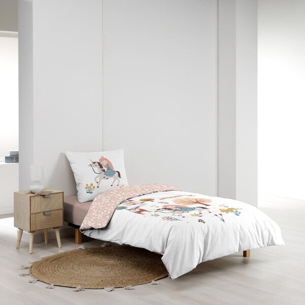 Bijela/ružičasta pamučna dječja posteljina za krevet za jednu osobu 140x200 cm Lilibelle – douceur d'intérieur