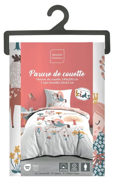 Bijela/ružičasta pamučna dječja posteljina za krevet za jednu osobu 140x200 cm Lilibelle – douceur d'intérieur
