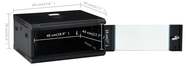Zidni komunikacijski ormar 4U 19 IP20 600 x 450 x 285 mm - Crna 600 x 450 x 285 mm Crna 600 x 450 x 285 mm