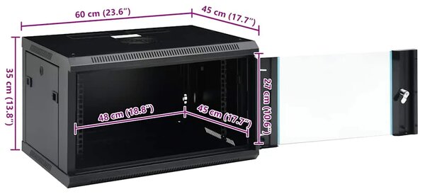 Zidni komunikacijski ormar 6U 19 IP20 600 x 450 x 350 mm - Crna 600 x 450 x 350 mm Crna 600 x 450 x 350 mm