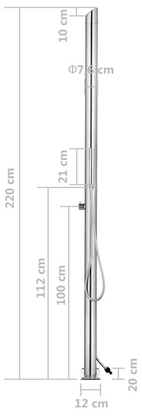 Vrtni tuš od nehrđajućeg čelika 220 cm