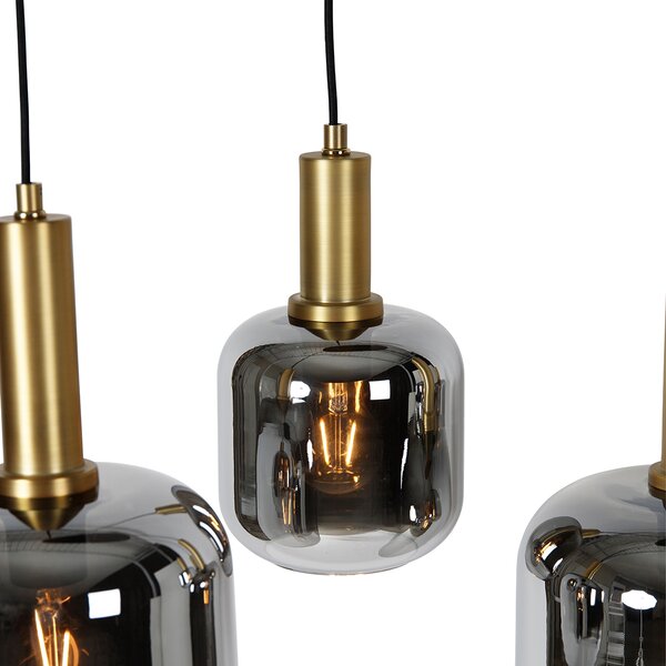 Viseća lampa crna sa zlatom i dimnim staklom ovalna 5-light - Zuzanna