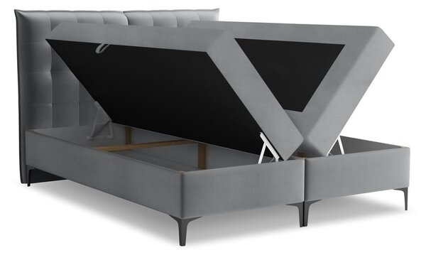 Sivi boxspring krevet s prostorom za odlaganje 180x200 cm Mikana – Makamii