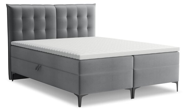 Sivi boxspring krevet s prostorom za odlaganje 180x200 cm Mikana – Makamii