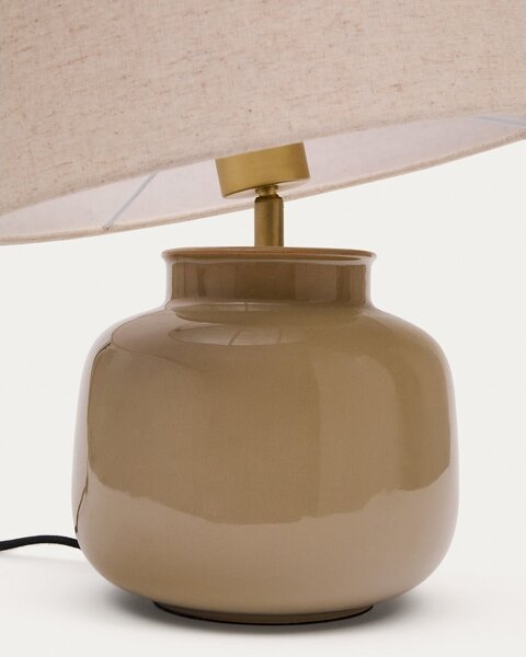Bež stolna lampa keramička s tekstilnim sjenilom (visina 40 cm) Tay – Kave Home