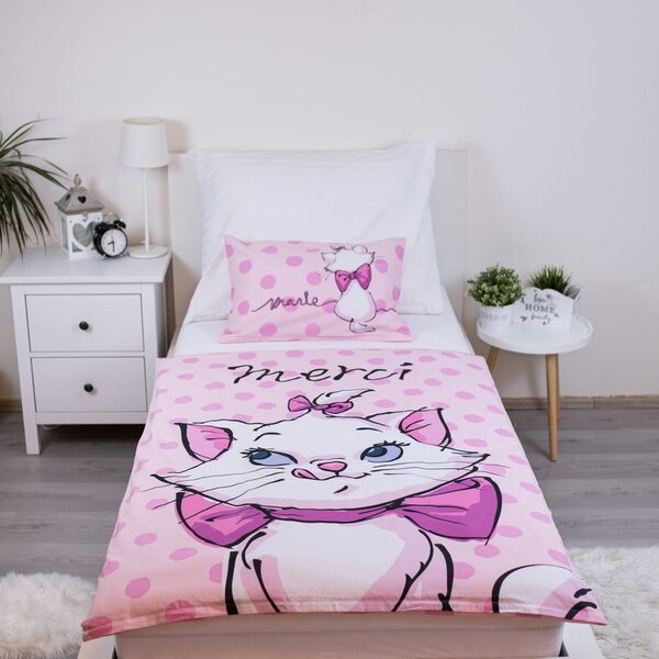 Ružičasta pamučna dječja posteljina za dječji krevetić 100x135 cm Marie Cat "Merci" – Jerry Fabrics
