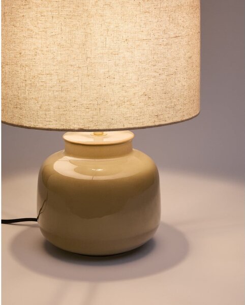 Bež stolna lampa keramička s tekstilnim sjenilom (visina 40 cm) Tay – Kave Home