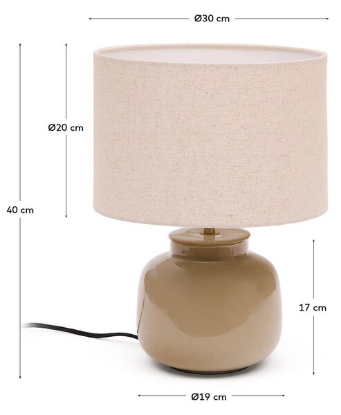 Bež stolna lampa keramička s tekstilnim sjenilom (visina 40 cm) Tay – Kave Home