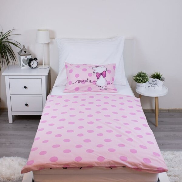 Ružičasta pamučna dječja posteljina za dječji krevetić 100x135 cm Marie Cat "Merci" – Jerry Fabrics