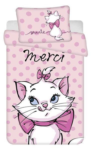 Ružičasta pamučna dječja posteljina za dječji krevetić 100x135 cm Marie Cat "Merci" – Jerry Fabrics