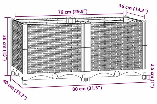 Povišena gredica 80x40x38 cm od polipropilena - Plavo-siva 80 x 40 x 38 cm 1 Plavo-siva