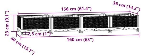 Povišena gredica 160x40x23 cm od polipropilena - Plavo-siva 160 x 40 x 23 cm 1 Plavo-siva