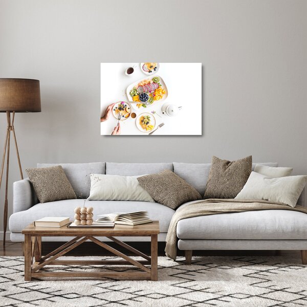Staklena slika tanjura s voćem na stolu (70x50 cm)