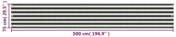 Balkonski zastor HDPE 75 x 500 cm antracit i bijeli - Antracit i bijela 75 x 500 cm 1 Antracit i bijela