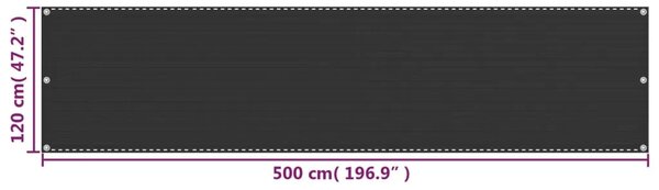 Balkonski zastor HDPE 120 x 500 cm antracit - Antracit 120 x 500 cm 1 Antracit