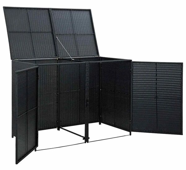 Ukrasna Kutija od Poliratana za 2 Kante za Otpad Crna 148x80x111 cm - Crna 1 Crna