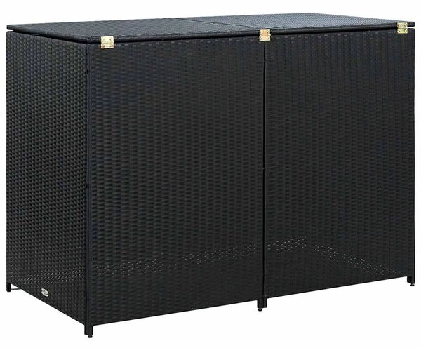 Ukrasna Kutija od Poliratana za 2 Kante za Otpad Crna 148x80x111 cm - Crna 1 Crna