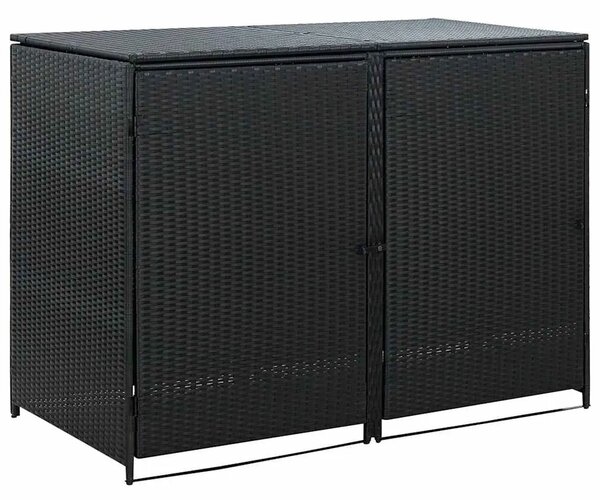 Ukrasna Kutija od Poliratana za 2 Kante za Otpad Crna 148x80x111 cm - Crna 1 Crna
