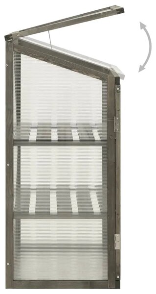 Staklenik 60 x 45 x 100 cm od jelovine - Siva 1 Siva