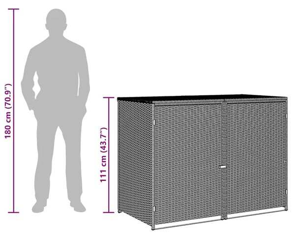 Ukrasna Kutija od Poliratana za 2 Kante za Otpad Crna 148x80x111 cm - Crna 1 Crna