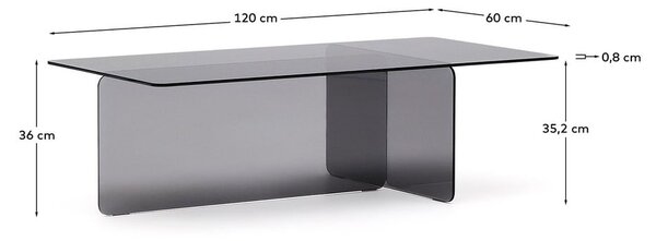 Sivi stakleni stolić za kavu 60x120 cm Zaren – Kave Home