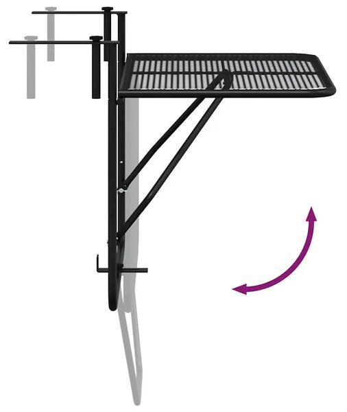 Balkonski stol crni 60 x 40 cm čelični - Crna 1 mesh design Crna