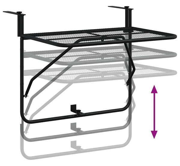 Balkonski stol crni 60 x 40 cm čelični - Crna 1 mesh design Crna