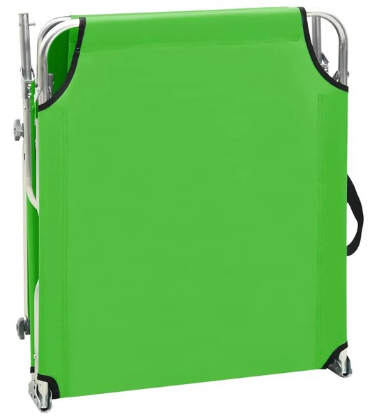 Sklopiva ležaljka za sunčanje s krovom zelena aluminijska - Zelena 1 Zelena