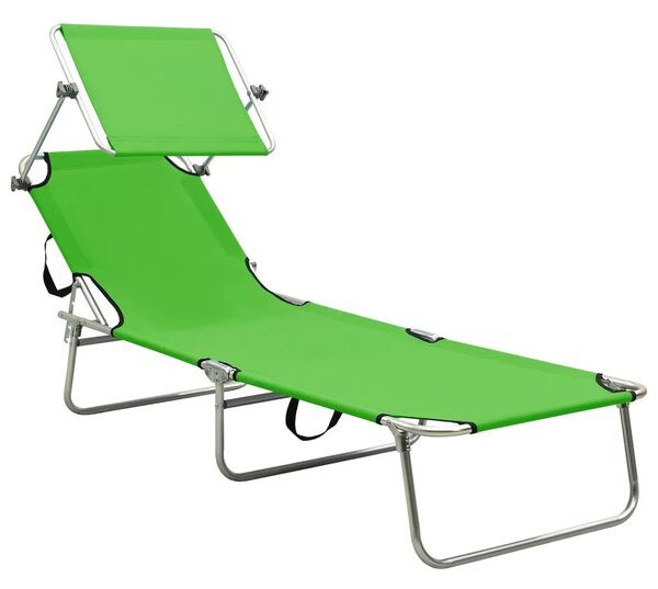 Sklopiva ležaljka za sunčanje s krovom zelena aluminijska - Zelena 1 Zelena