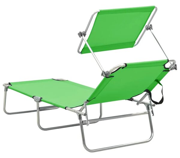 Sklopiva ležaljka za sunčanje s krovom zelena aluminijska - Zelena 1 Zelena