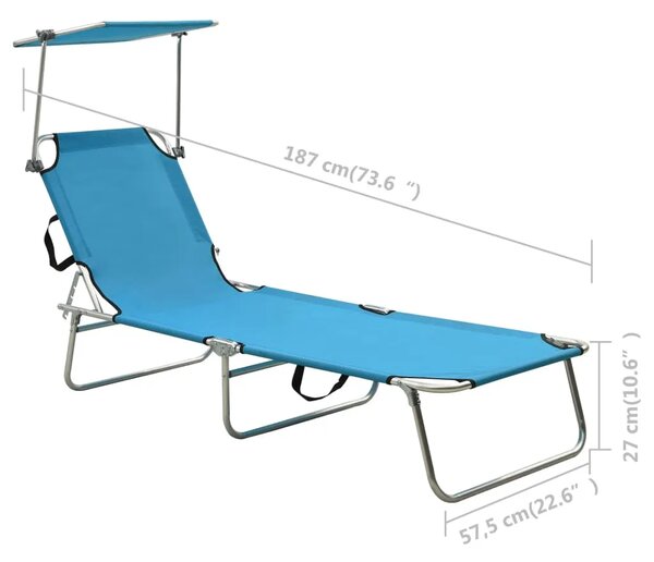Sklopiva ležaljka za sunčanje s krovom plava aluminijska - Plava 1 Plava