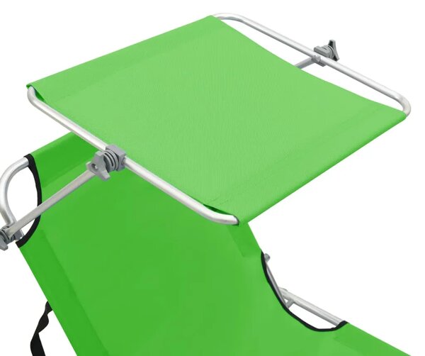 Sklopiva ležaljka za sunčanje s krovom zelena aluminijska - Zelena 1 Zelena