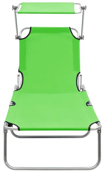 Sklopiva ležaljka za sunčanje s krovom zelena aluminijska - Zelena 1 Zelena