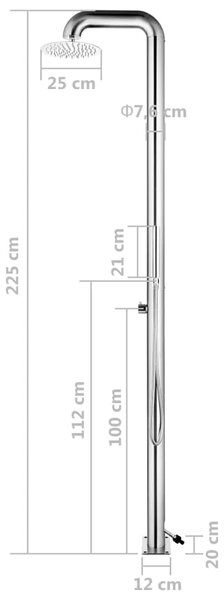Vrtni tuš od nehrđajućeg čelika 225 cm