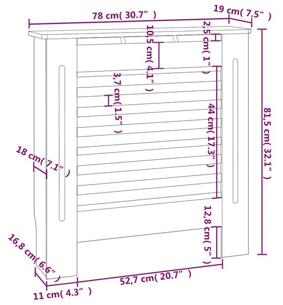 Maska za radijator - Pokrov za radijator MDF 78 cm - Smeđa 78 x 19 x 81.5 cm 1 Smeđa