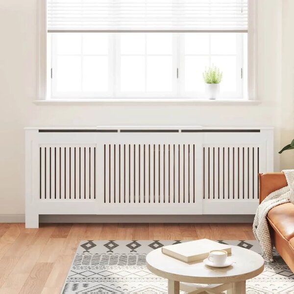 Maska za radijator - Pokrov za radijator konstruirano drvo bijeli 205 cm - Bijela 205 x 20.5 x 81.5 cm 1 Bijela