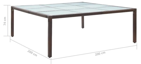 Vrtni stol - Blagovaonski stol smeđi 200 x 200 x 74 cm od poliratana - Smeđa 1 Smeđa
