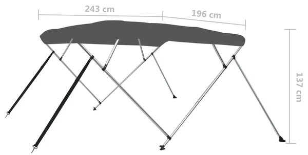 Tenda bimini s 4 luka antracit 243 x 196 x 137 cm - Antracit 243 x 196 x 137 cm 1 Antracit