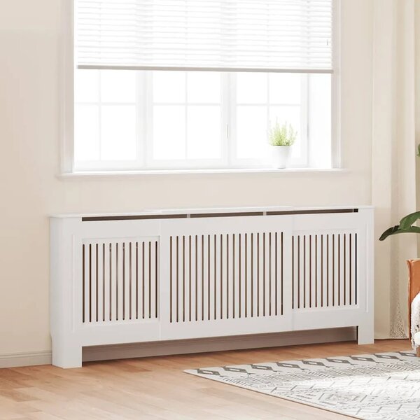 Maska za radijator - Pokrov za radijator konstruirano drvo bijeli 205 cm - Bijela 205 x 20.5 x 81.5 cm 1 Bijela