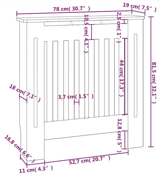 Maska za radijator - Pokrov za radijator konstruirano drvo bijeli 78 cm - Bijela 78 x 19 x 81.5 cm 1 Bijela