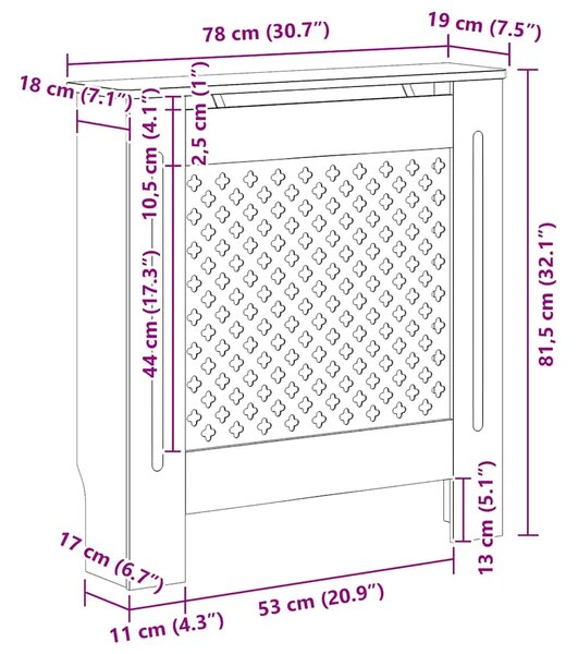 Maska za radijator - Pokrov za radijator MDF bijeli 78 cm - Bijela 78 x 19 x 81.5 cm 1 Bijela