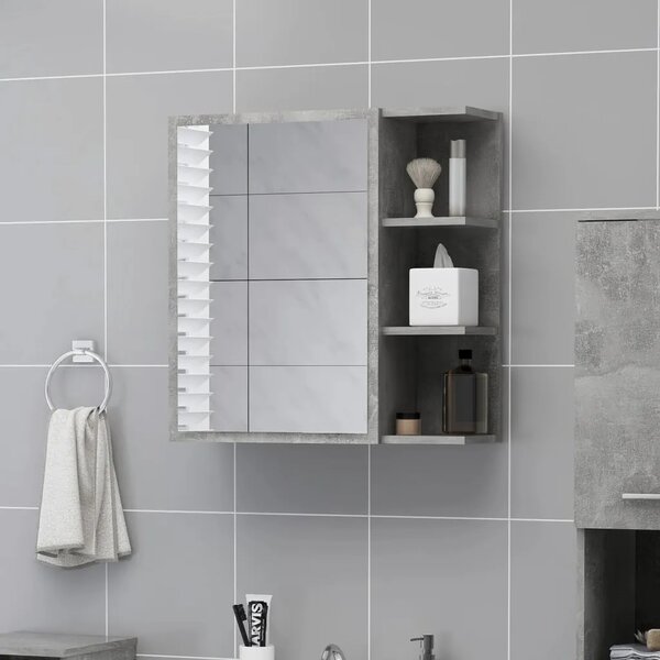 Kupaonski ormarić s ogledalom boja betona 62 5x20 5x64cm drveni - Beton siva 1 Beton siva